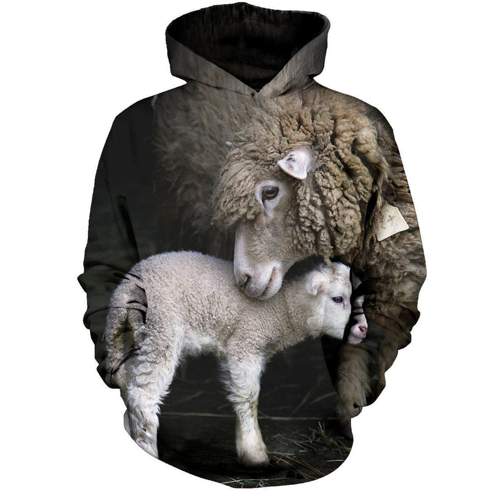 Farmer Mother And Son Sheeps Unisex 3d Hoodie