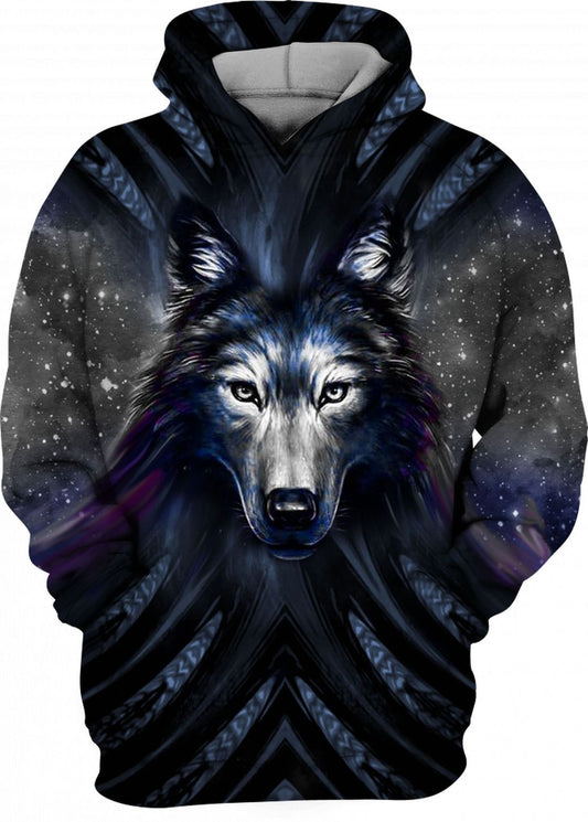 Wizard Galaxy Wolf Pullover Unisex 3d Hoodie
