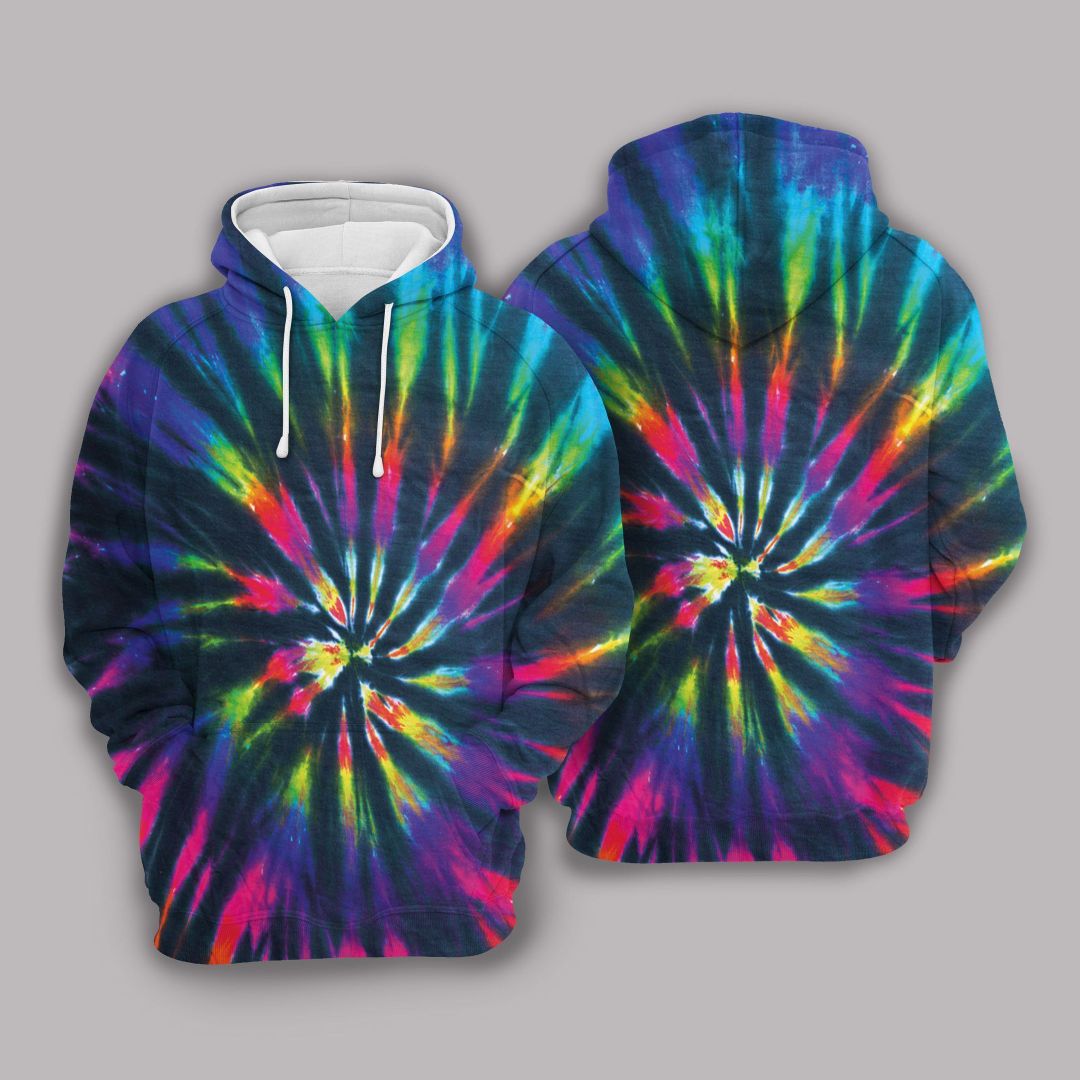 Colorful Neon Tie Dye Hippie Unisex 3d Hoodie