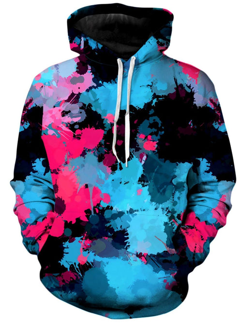 Pink And Blue Paint Splatter Unisex 3d Hoodie