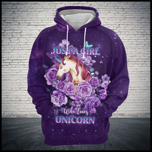 Just A Girl Loves Unicorn Unisex 3d Hoodie