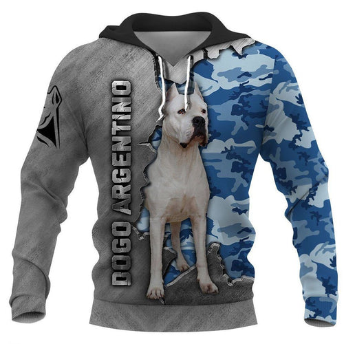 Dogo Argentino Grey Camo Amazing Unisex 3d Hoodie