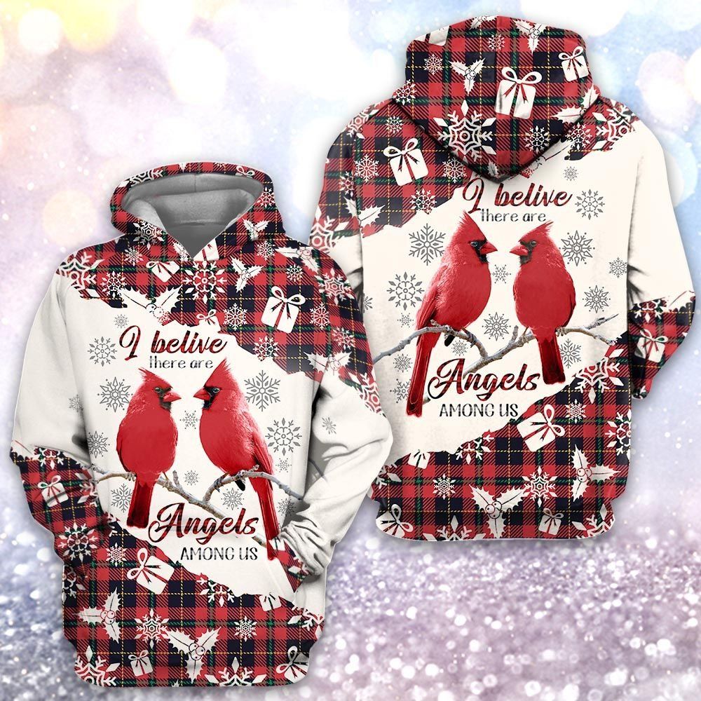 Christmas Tartan Cardinal Angels Unisex 3d Hoodie
