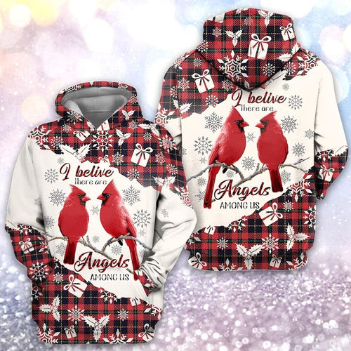 Christmas Tartan Cardinal Angels Unisex 3d Hoodie