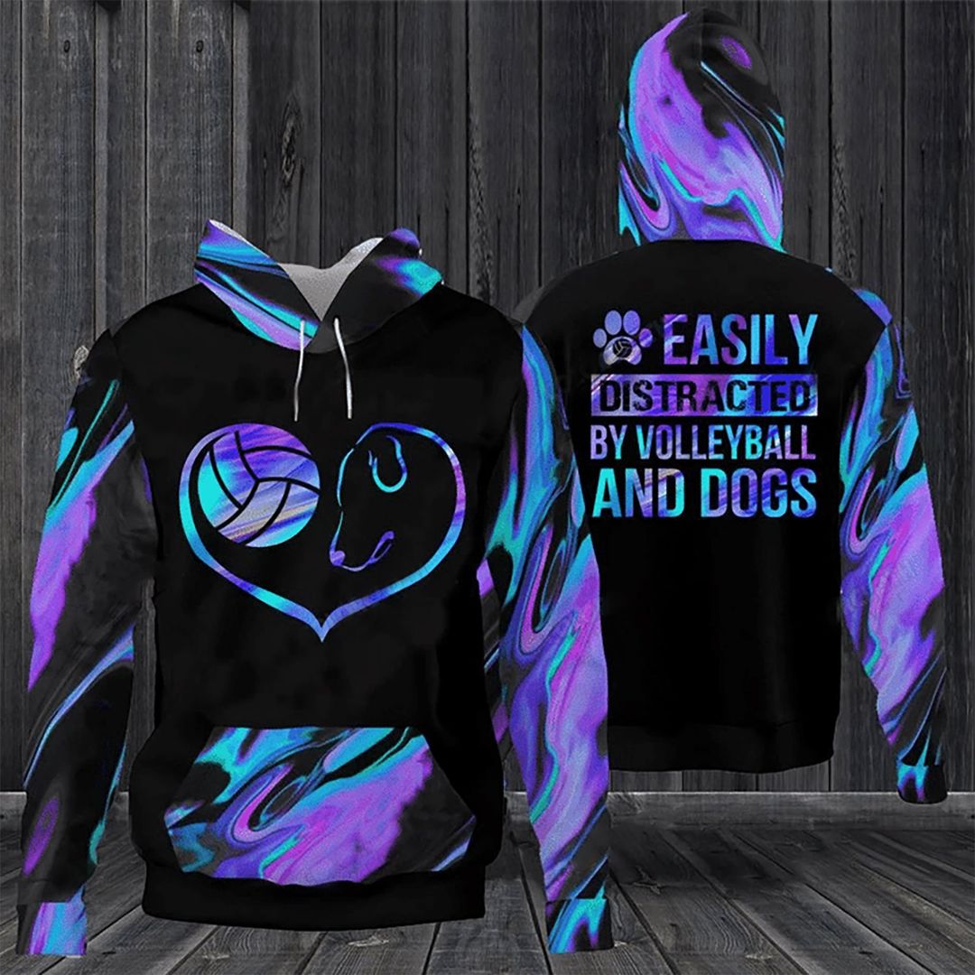 Volleyball And Dog Unisex 3d Hoodie