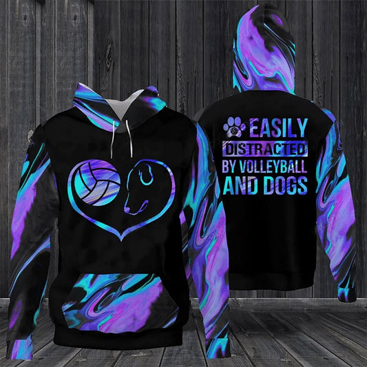 Volleyball And Dog Unisex 3d Hoodie