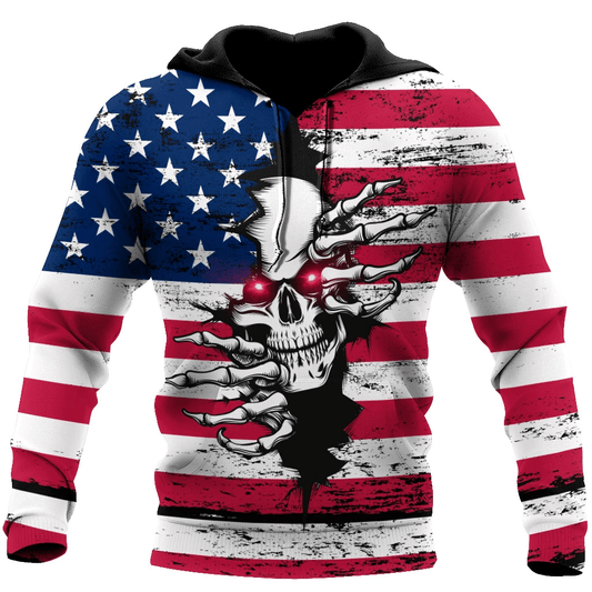 American Red Eyes Skull Unisex 3d Hoodie