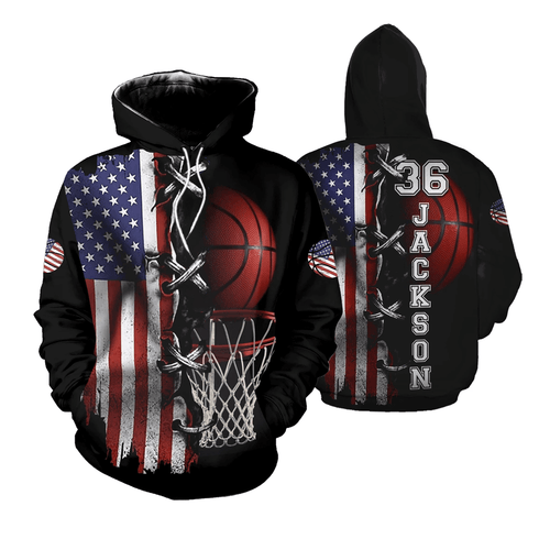 America Basketball Personalized Custom Name And Number Unisex 3d Hoodie