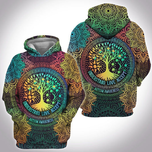 Autism Mandala Tree Of Life Unisex 3d Hoodie
