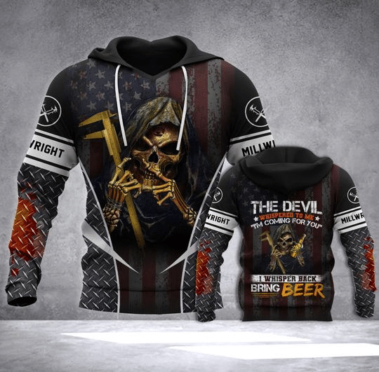 Millwright Clothing Awesome Millwright Skull Bones With American Flag Unisex 3d Hoodie