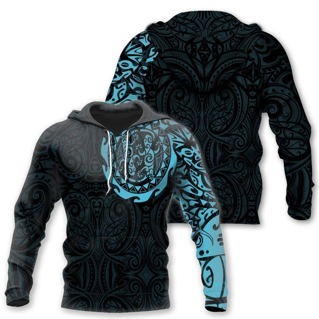 Maori Tangaroa Tattoo Style Sport Blue Unisex 3d Hoodie