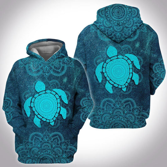 Mandala Turtle 3d Pullover Hoodie|Shirts For Men & Women|Adult|Long Sleeves