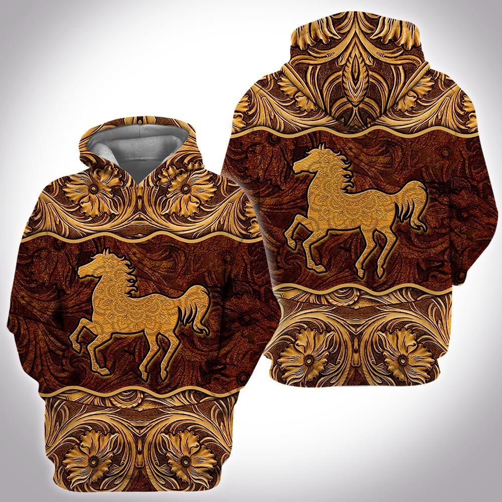 Leather Wild Animal Horse Unisex 3d Hoodie