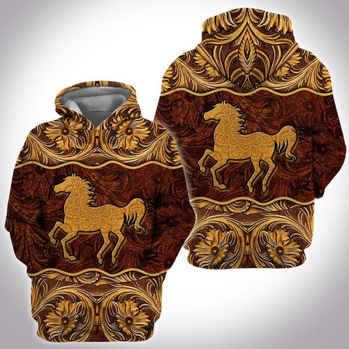 Leather Wild Animal Horse Unisex 3d Hoodie