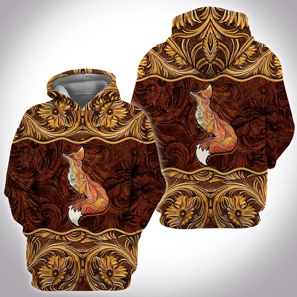 Leather Wild Animal Fox Unisex 3d Hoodie
