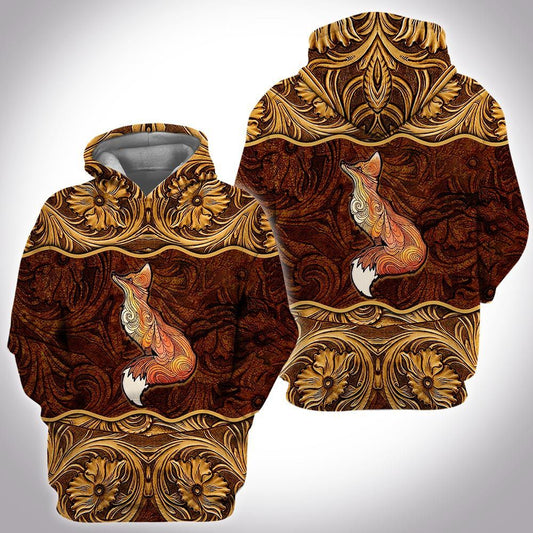 Leather Wild Animal Fox Unisex 3d Hoodie
