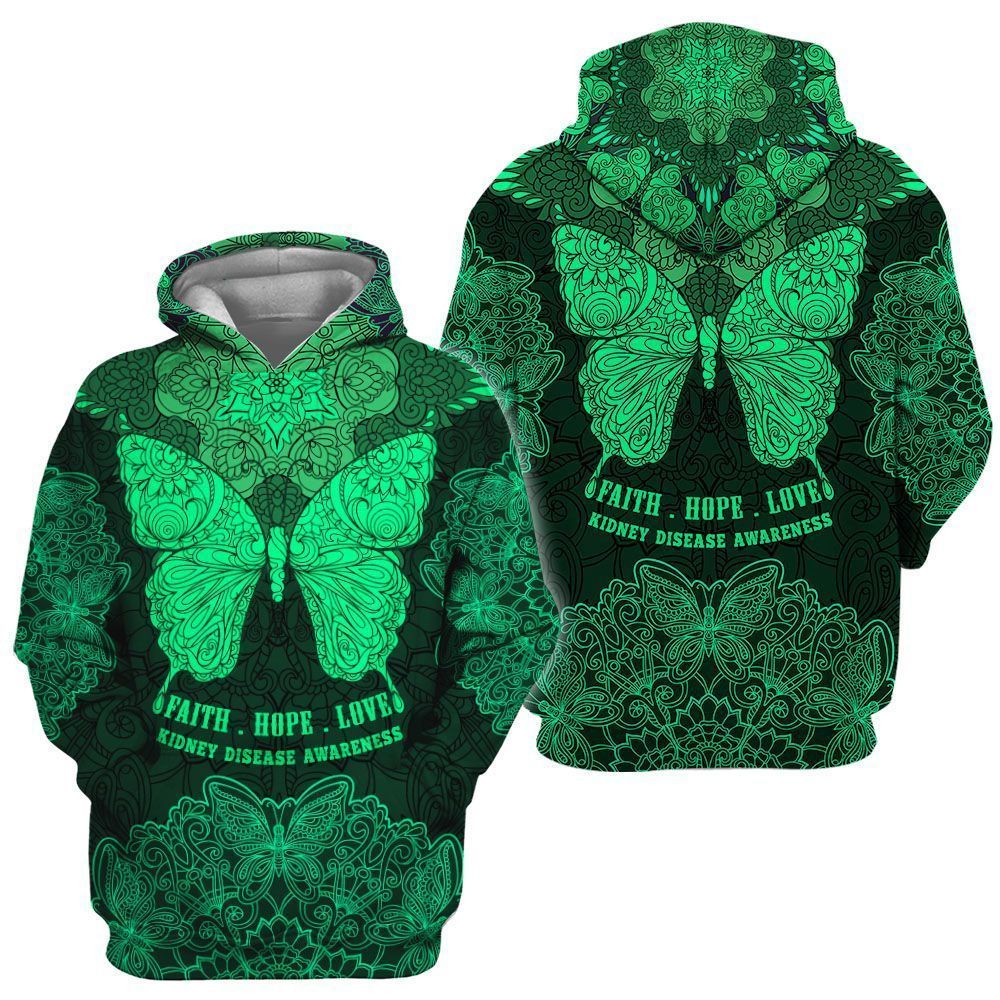 Kidney Disease Butterfly Unisex 3d Hoodie