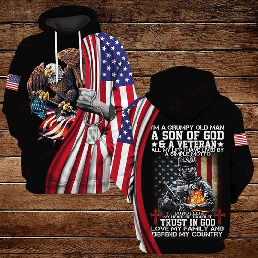 Im A Grumpy Old Man A Son Of God And A Veteran Unisex 3d Hoodie