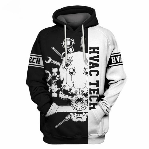 Hvac Technician Work Clothing Hvac Tech Skull Tool For Job Unisex 3d Hoodie