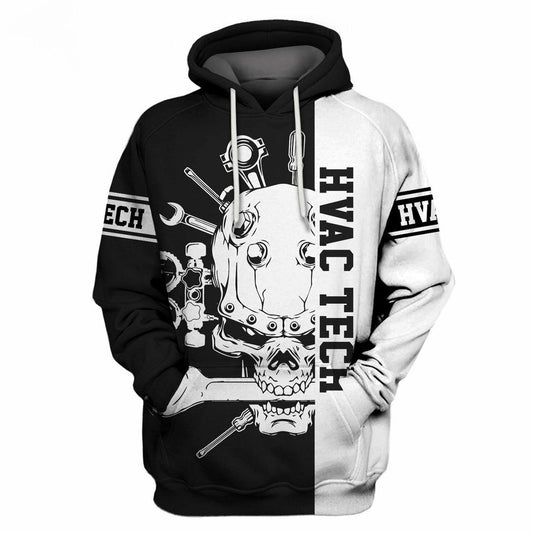 Hvac Technician Work Clothing Hvac Tech Skull Tool For Job Unisex 3d Hoodie