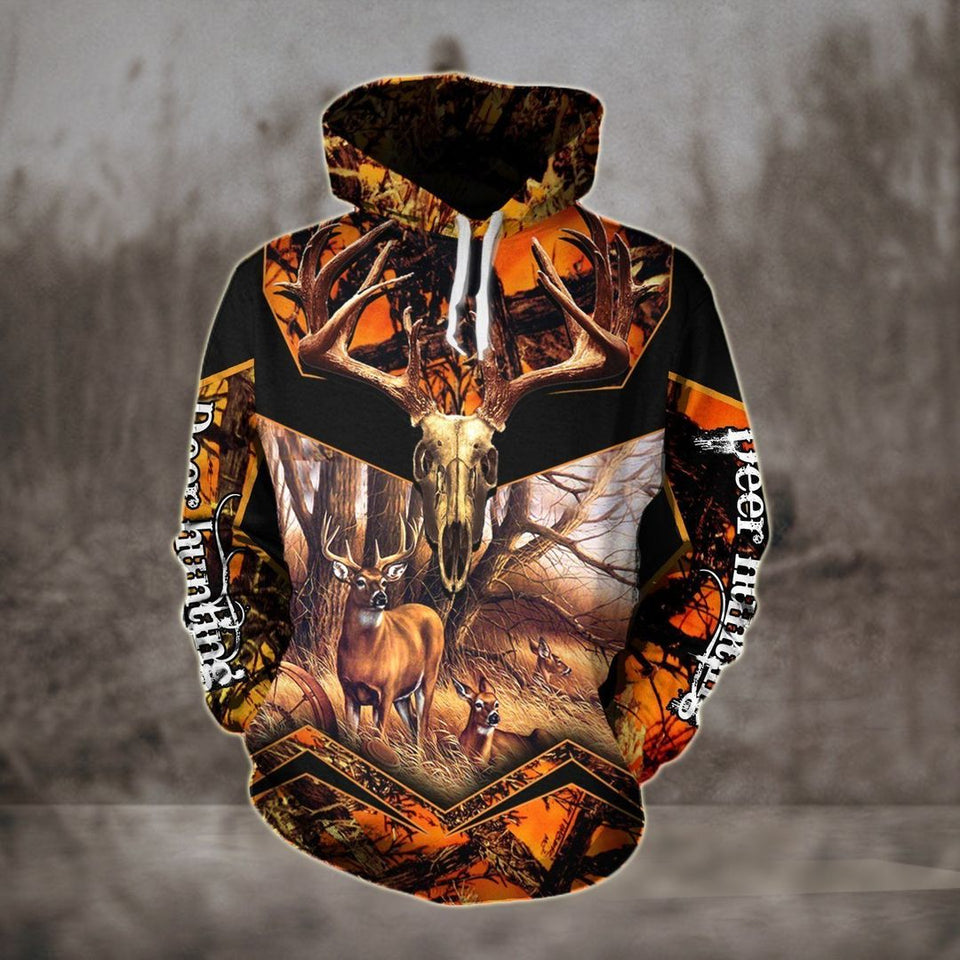 Hunting Deer Camo Orange Unisex 3d Hoodie
