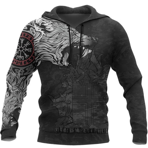 Viking Iceland Fenrir Wolf And Vegvisir Unisex 3d Hoodie
