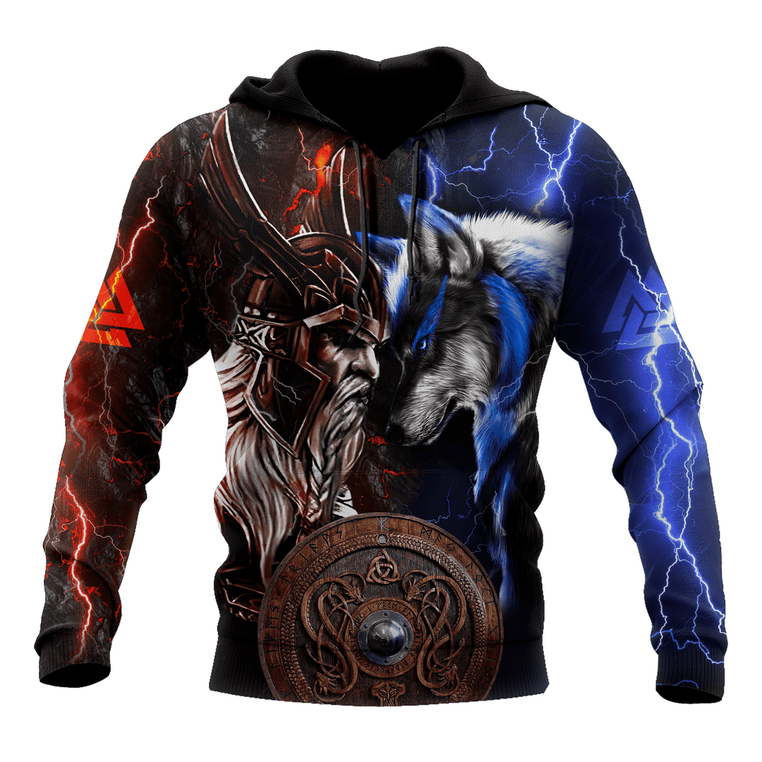Viking Odin And Wolf Unisex 3d Hoodie