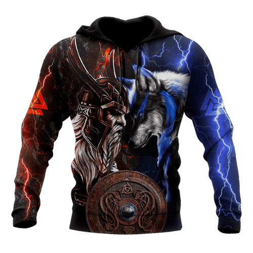 Viking Odin And Wolf Unisex 3d Hoodie