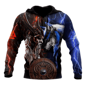 Viking Odin And Wolf Unisex 3d Hoodie