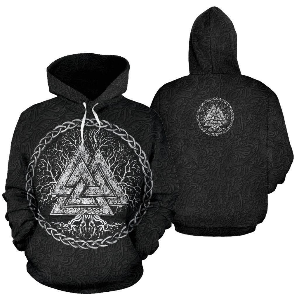 Valknut And Tree Of Life Black Unisex 3d Hoodie