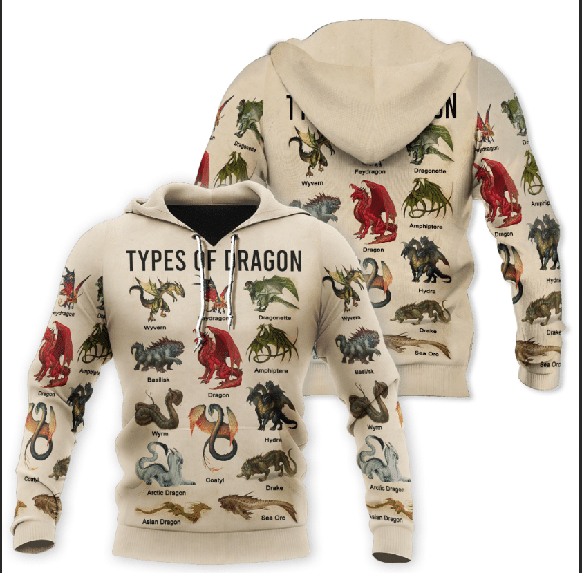 Type Of Dragon Xl Unisex 3d Hoodie
