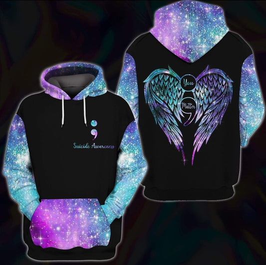 Gift For Mother Suicide Awareness Galaxy Wings Unisex 3d Hoodie