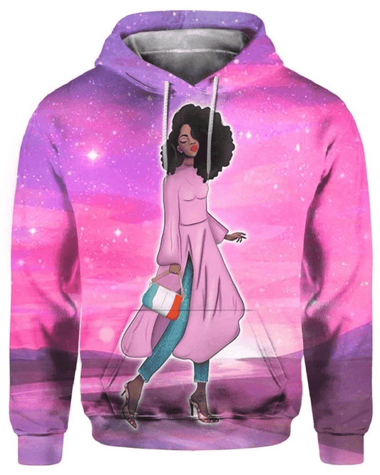 Galaxy Dream Black Girl Unisex 3d Hoodie