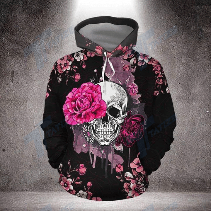 Flower Skull Water Color Unisex 3d Hoodie