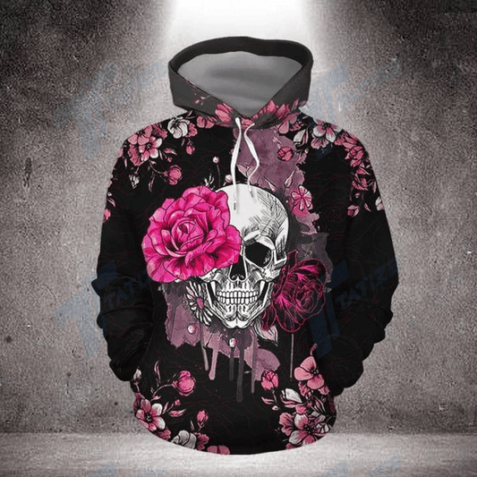 Flower Skull Water Color Unisex 3d Hoodie