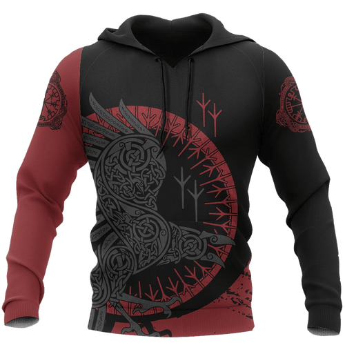 The Raven Of Odin Red Viking Unisex 3d Hoodie