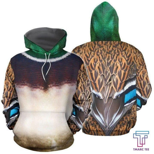 Tmarc Tee Male Mallard Duck Costume Duck Hunting 3d Pullover Hoodie|Shirts For Men & Women|Adult|Long Sleeves