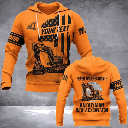 Old Man With An Excavator Personalized Unisex 3d Hoodie