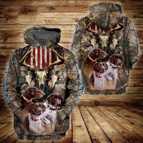Gift For Dog Lover German Shorthaired Pointer Hunting Pullover Unisex 3d Hoodie