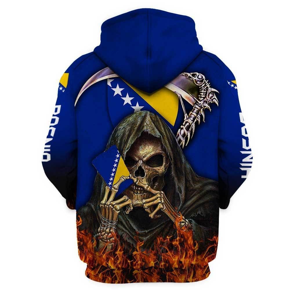 Bosnia Skull Blue Best Design Unisex 3d Hoodie
