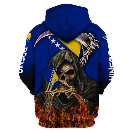 Bosnia Skull Blue Best Design Unisex 3d Hoodie