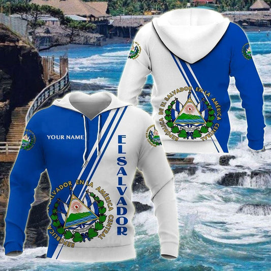 Customize El Salvador Coat Of Arms Flag Unisex 3d Hoodie