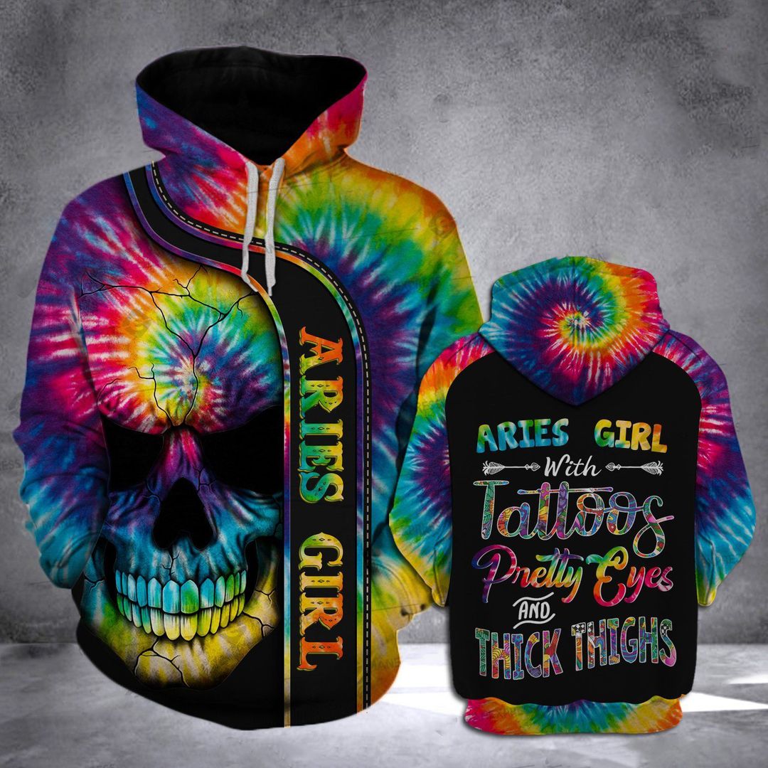 Lkh Aries Girl Tie Dye Unisex 3d Hoodie