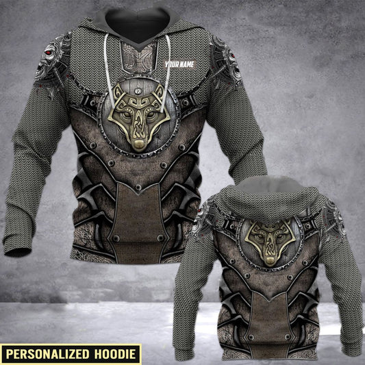 Ah Personalized Name Viking Wolf Unisex 3d Hoodie