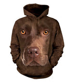 Chocolate Labrador Face 3d Pullover Hoodie|Shirts For Men & Women|Adult|Long Sleeves