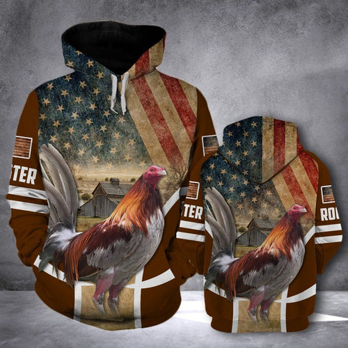 Lmt Rooster Flag 3d Pullover Hoodie|Shirts For Men & Women|Adult|Long Sleeves