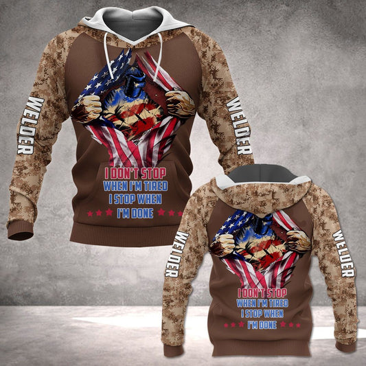 Welder Patriot Lmt Flag Fctv Unisex 3d Hoodie