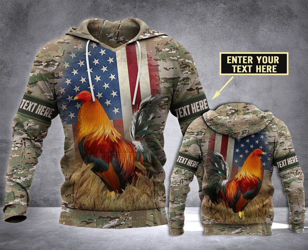 Lmt Personalized Rooster Flag Camouflage Unisex 3d Hoodie