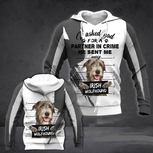 Gift For Dog Lover Lmt Irish Wolfhound Partner Crime Unisex 3d Hoodie
