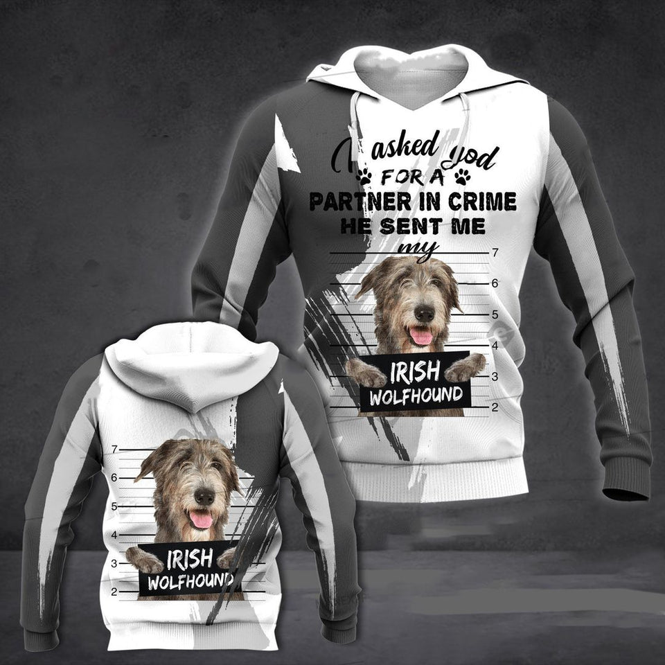 Gift For Dog Lover Lmt Irish Wolfhound Partner Crime Unisex 3d Hoodie